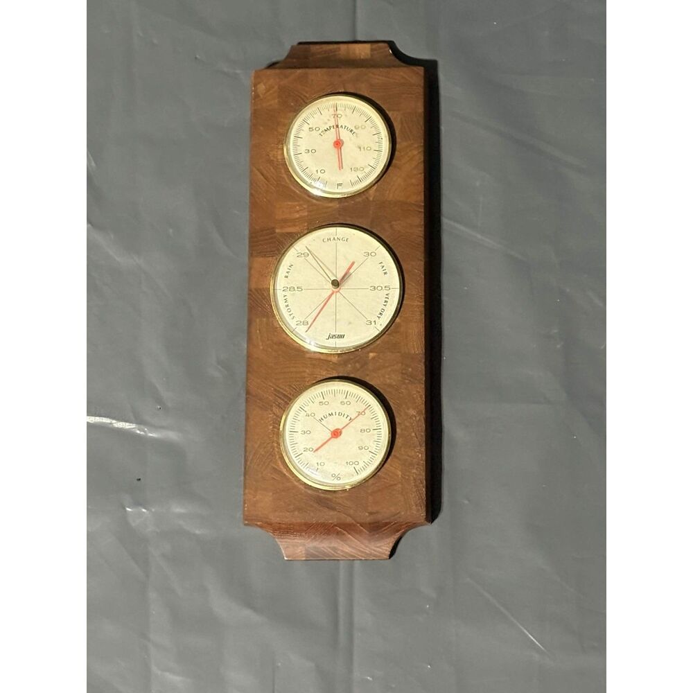 Vintage Jason Wooden Wall Weather Station – Thermometer, Barometer & Hygrometer